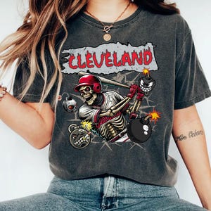 Comfort Colors® Cleveland Skeleton  T-shirt, Cleveland baseball Fan T-shirt, Baseball Fan Tee, Skeleton Tee, Cleveland Baseball merch