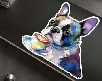 Boston Terrier Tea Party Kiss-Cut Vinyl Decals