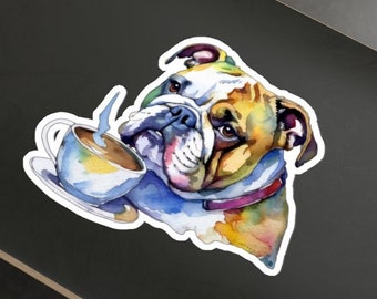 English Bulldog Spot of Tea Die-Cut Sticker