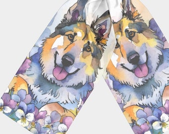 German Shepherd Watercolor Silk Scarf