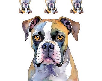 Boxer Watercolor Kiss-Cut Vinyl Decals