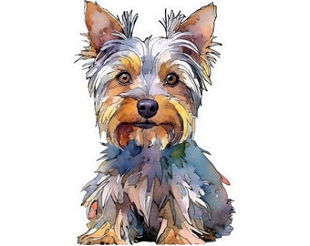 Yorkshire Terrier Watercolor Kiss-Cut Vinyl Decals