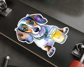 Dachshund Sneaks a Sip Kiss-Cut Vinyl Decals