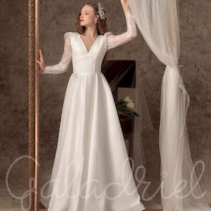 Unique Lace Long Sleeve Wedding Dress: Modern Boho Bridal Gown