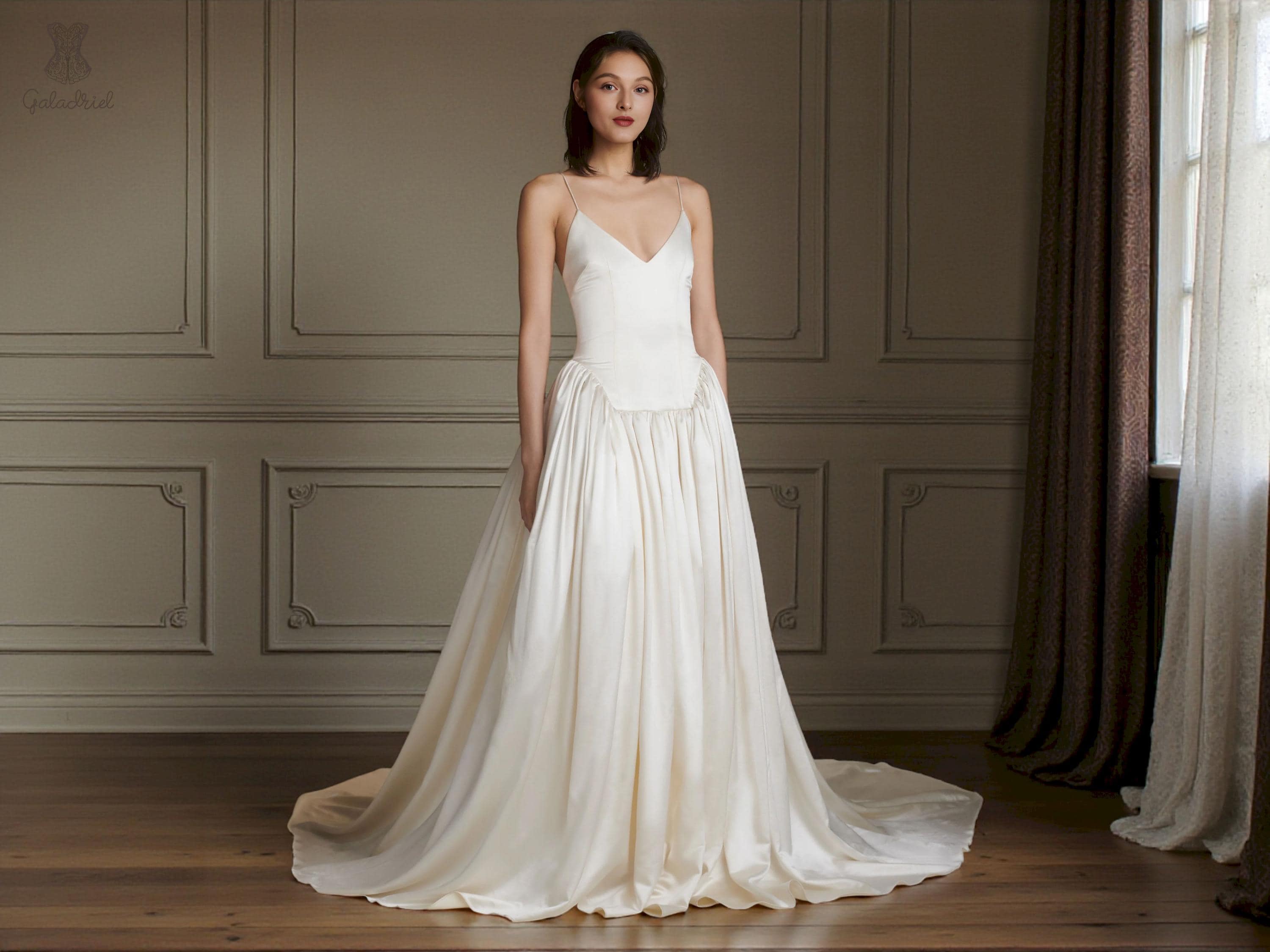 sachin and babi light blue dress Basque Waist Wedding Dress