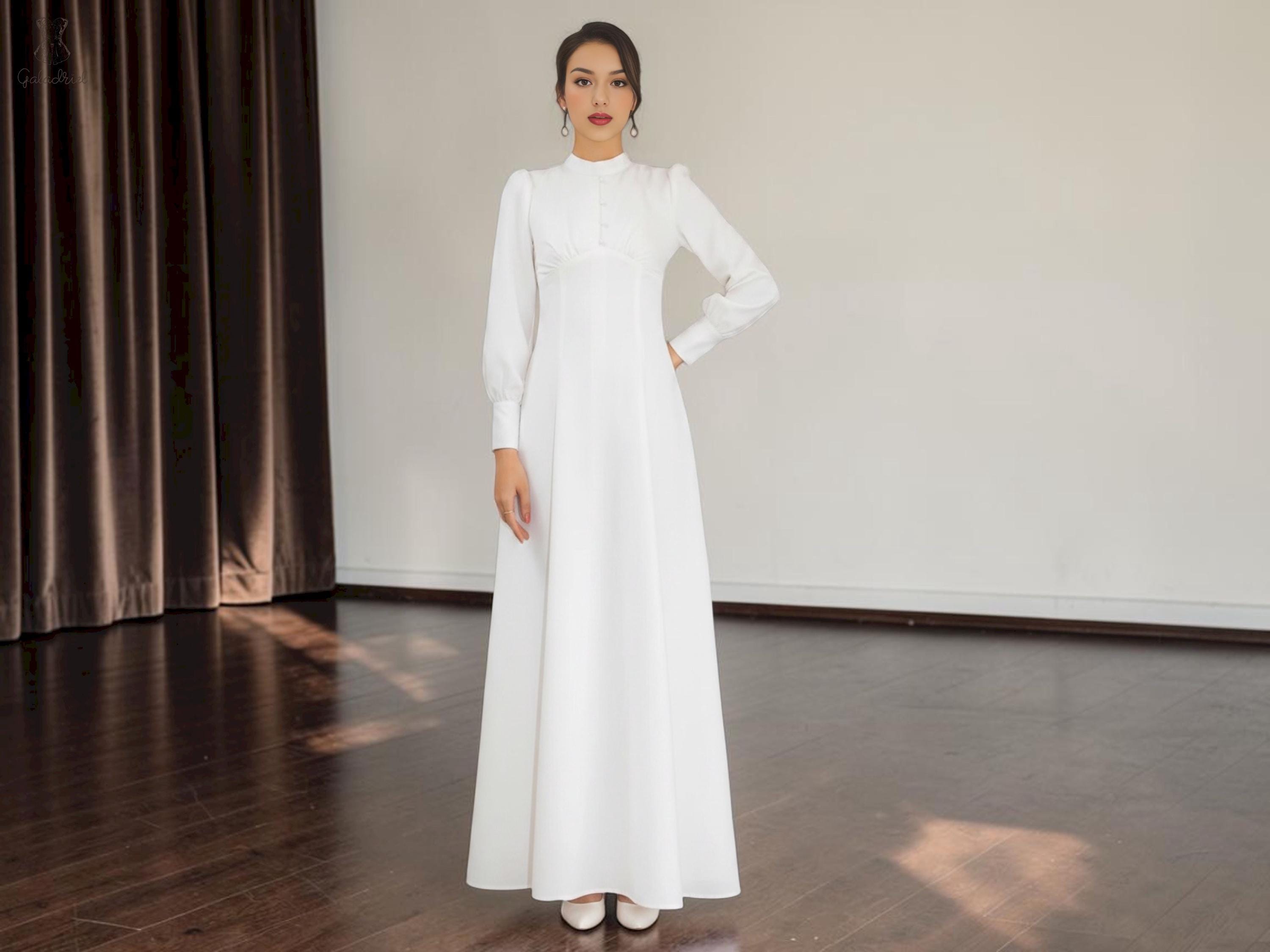 slim fit dress slacks Le Thanh HOA Turtleneck Twilight White Dress main image 1