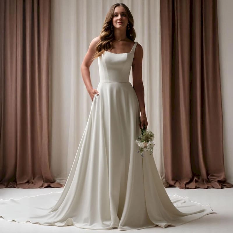 Simple A-Line Wedding Dress for Minimalist Brides