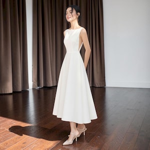 Boat Neck Midi White Dress - Etsy