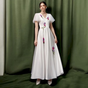 A Line Wedding Dress, Unique Wedding Dress, Modern Wedding Dress, Simple and Elegant Wedding Dress, Formal Wedding Dress, Bridal Dress.