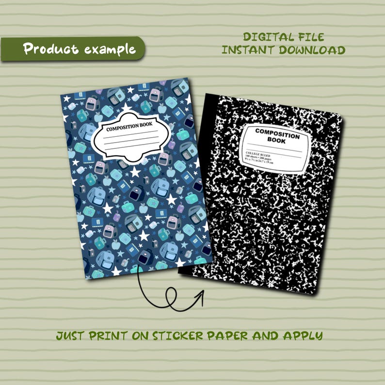 Back to School Composition Notebook Cover PNG (digital Download) - Etsy
