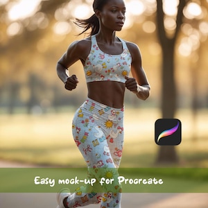 Procreate Activewear Mockup, Editable digital template, leggings mock-up, fashion mockup for POD and pattern display, easy mockup template