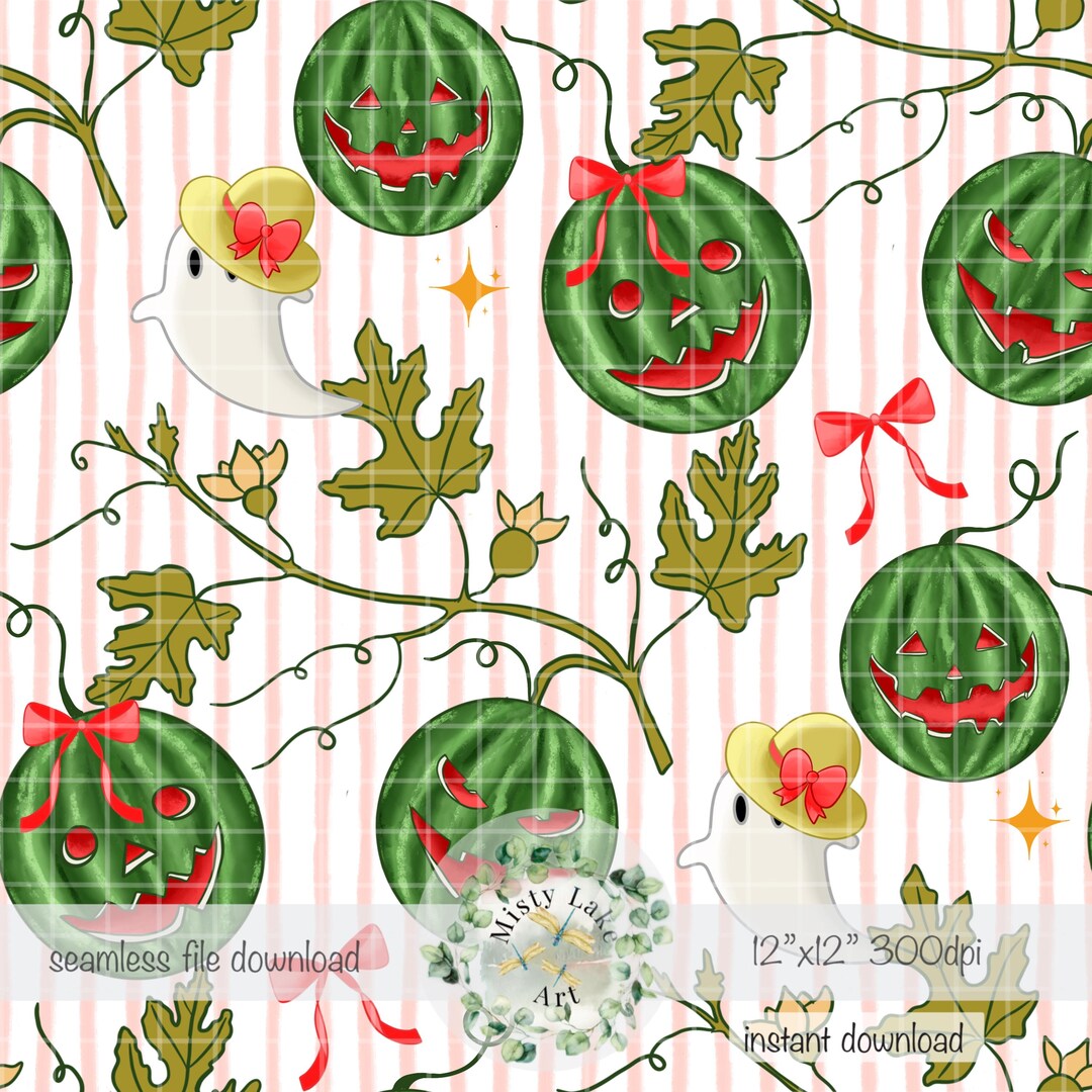 Spooky Watermelons/hand-drawn Halloween, Seamless Png/sublimation ...