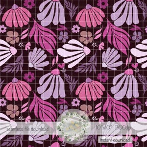 Moderne abstracte bloemen naadloos patroon handgetekende PNG instant download digitale papier sublimatie stof oppervlakteontwerp Mattise bloemenbestand