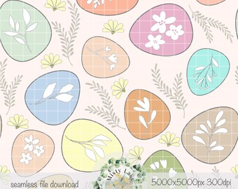 Easter Eggs seamless pattern hand drawn PNG instant download digital paper sublimation fabric surface design pastel file