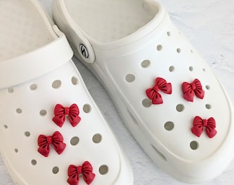 Croc Charm Red Bow Teenage Girl Shoe Charm Party Favor For Tweens Birthday Gift Idea Coquette Red Bow Croc Charm Girly Shoe Charm Red Bow