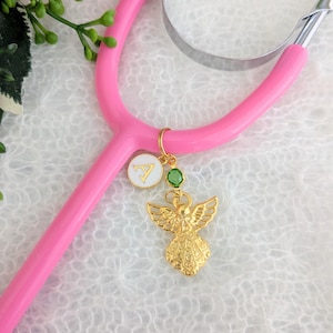 Stethoscope Charm Gold Angel Nursing Student Graduation Gift For Medical Doctors Personalized Stethoscope Charm For Nurses