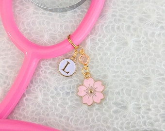 Colgante para estetoscopio, regalo de graduación para estudiantes de enfermería, diseño de flor de sakura, estilo japonés. Colgante personalizado para enfermeras.
