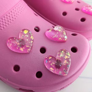 Shoe Charm for Crocs Glitter Heart Charm Clogs Tween Girl Gift Heart Shoe Charm For Teenage Girl Birthday Party Bag Favor Heart Croc Charm
