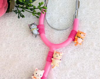 Stethoscoopbedel voor kattenliefhebber, Medisch student kattenbedel voor kinderstethoscoop, cardiologie stethoscoop kattenbedel voor cardioloog