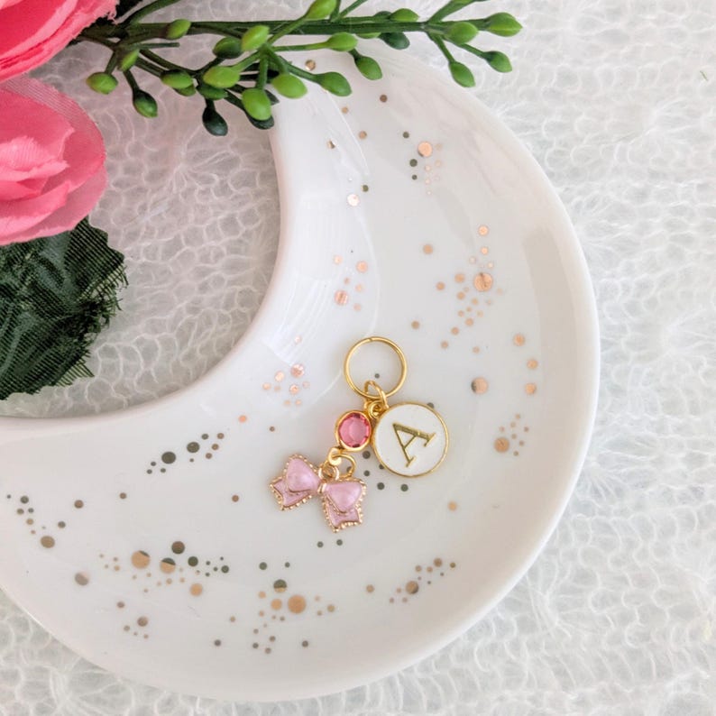 Coquette pink bow personalized stethoscope charm for nurses and doctors