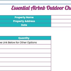 Essentials PAKET Checklista/Klickbar köplista för Airbnb, STR, VRBO-värd (.xlsx-format) bild 3
