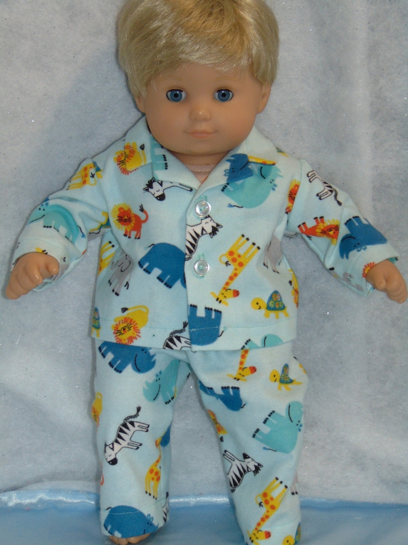 Doll Clothes Baby Made 2 Fit American Girl Boy 15/" in Pajamas Bitty Teal Dogs