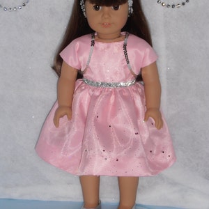 18-inch Doll Clothes -- Pink Organza Dress, Jacket & Sequined