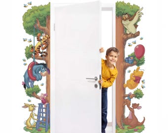 Disney Door Frame Winnie The Pooh Wall Decal Eeyore Wall Sticker Tigger Wall Mural Winnie Family Wall Art Wall Decal For Kid Room Decal