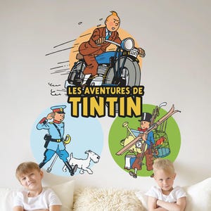 Adventures of Tin Tin Wall Decal Vintage Cartoon Wall Sticker Classic Cartoon Wall Mural Wall Decal for Boy Room Decal Child Room Decal