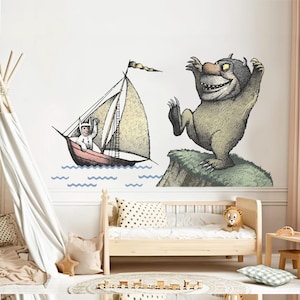 Where The Wild Things Are With Monster Wall Decal Max on Boat Wall Sticker Carol Wall Mural Wall Art Wall Decal For Boy Room Decal Kid Decal