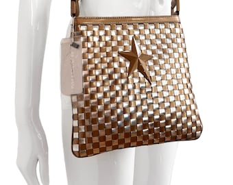 Thierry Mugler NIEUW MET LABELS Schoudertas/Mugler crossbody tas in brons en zilver leer Y2k