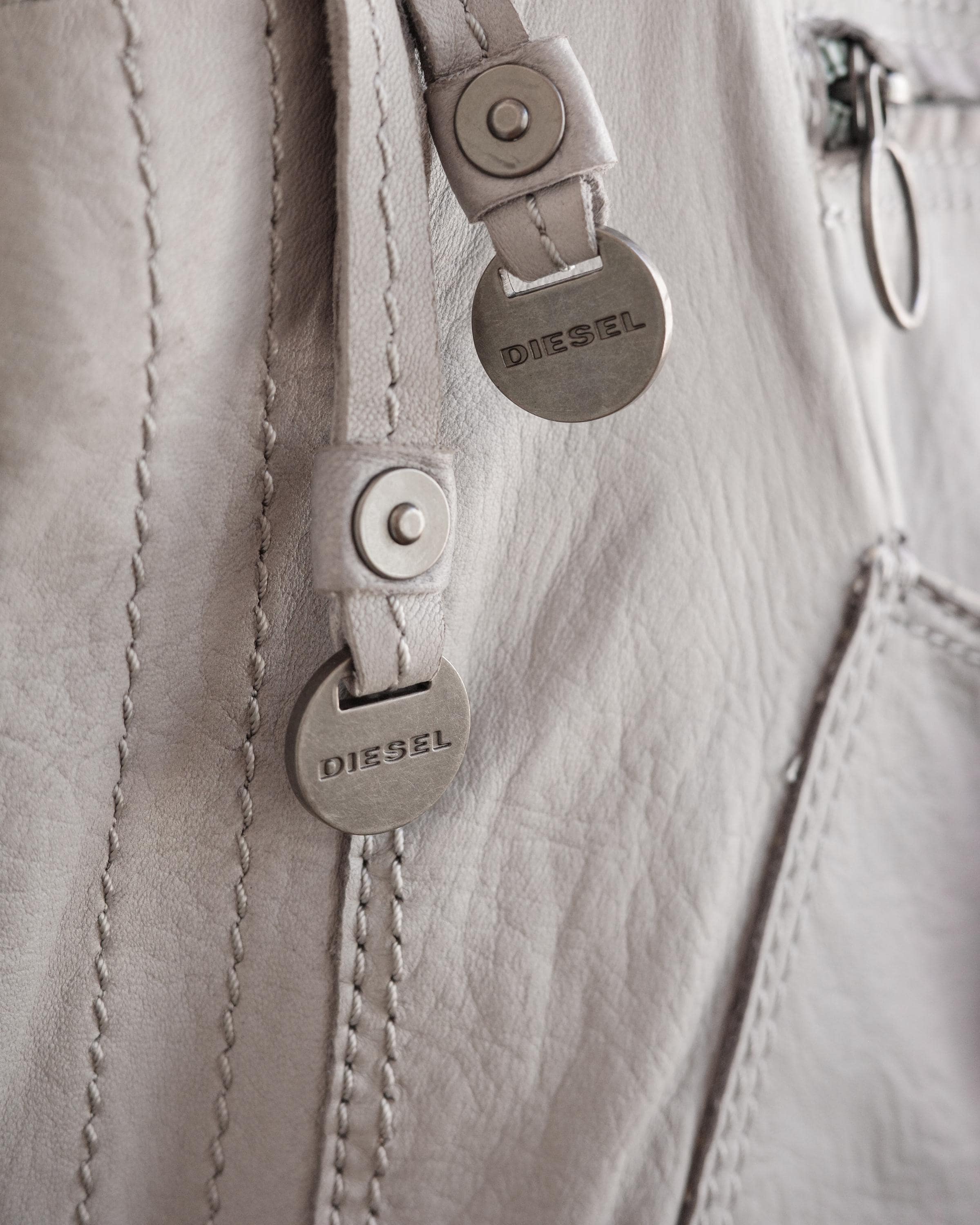 Diesel Genuine Leather Gray Handbag - Authentic Designer Tote Bag