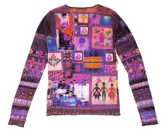 COP COPINE Paris Mesh Vintage Top – Psychedelic Patchwork Print