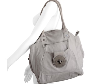 Diesel Echte Leren Grijze Handtas - Authentieke Designer Tote Bag grote tas Y2K 2000s Maxi Bag
