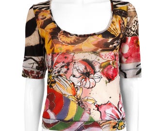 Just Cavalli Mesh Top / Cavalli Spandex Semi-transparante Top / Y2k Cavalli top