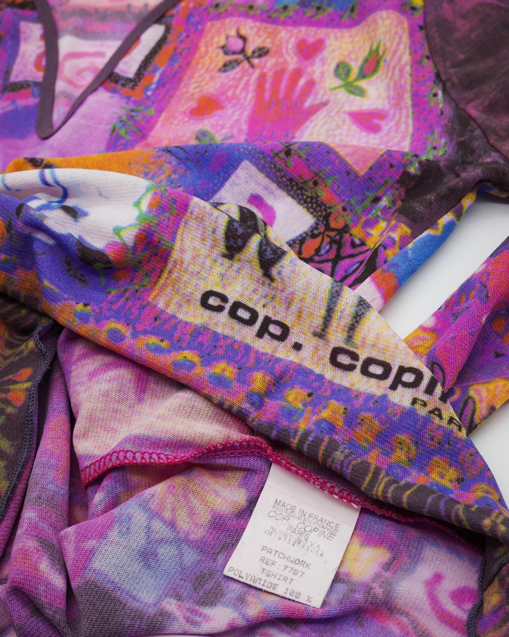 COP COPINE Paris Mesh Vintage Top – Psychedelic Patchwork Print