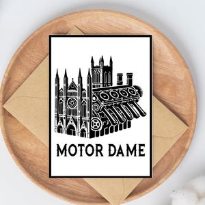 Carte typographique Motor Dame, carte d'anniversaire de mécanicien en relief, cadeau pour amateur de voiture, carte de départ unique, carte de retraite