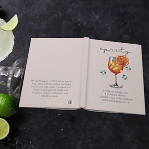 Spritz Cocktail Recipe Hardcover Journal, Drink Recipe Book , Mixology Gift, Bartender Notebook, Drinking Journal, Cocktail accessories