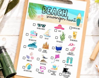 Búsqueda del tesoro en la playa para imprimir para niños / Actividad para vacaciones en la playa / Búsqueda del tesoro de verano / Actividad oceánica para niños / Juego de playa para imprimir