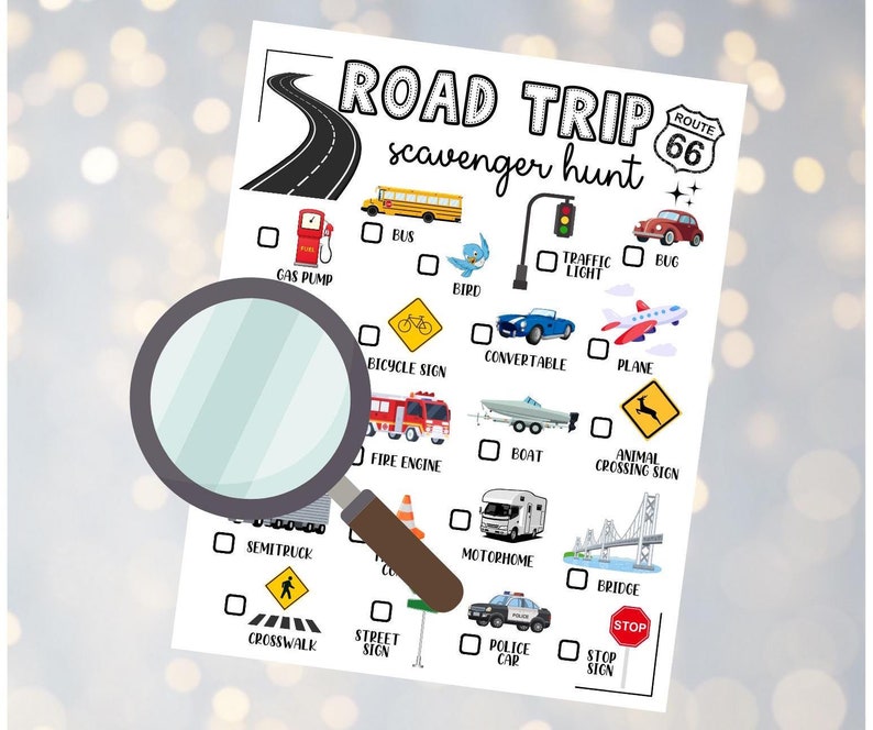 Kids Road Trip Scavenger Hunt Printable, Road Trip Homeschool Activity, Print at Home Kids ...