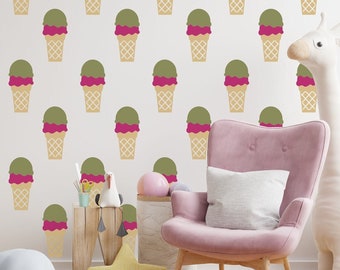 Ice Cream Wall Decal, Ice Cream Cone Decor, Dessert Wall Decal, Bakery Wall Decal, Sweet Shop Wall Decal, Nursery Wall Decal, Summer Decor