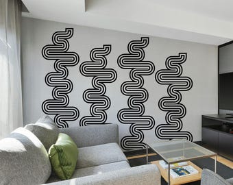 Retro Maze Removable Wall Decal - Mid Century Modern Decor