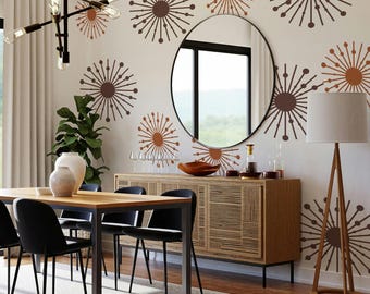 Mid Century Modern Starburst Wall Decals - Atomic Retro Accent Decor