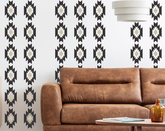 Modern Southwestern Wall Decals, Geometric Aztec Wall Pattern Decal, Boho Western Decal, Removable Bohemian Decor, Desert Dweller Decor