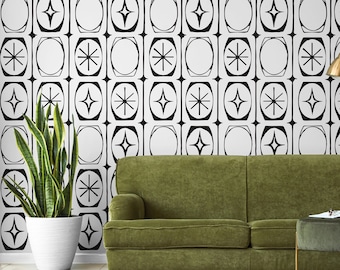 Mid Century Atomic Starburst Wall Decals - Geometric Circle Chain