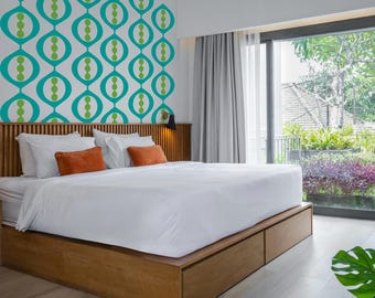 Mid Century Modern Wall Decal - Geometric Retro Pattern Removable Peel Stick