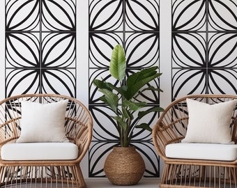 Mid Century Breeze Blocks Wall Decal - Geometric Removable Wall Art