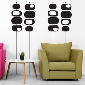 Mid Century Modern Decals, Geometric Decal, Removable Wall Decor Perfect for Renters, Mid Mod Pattern, Circle Chain, Retro Wall Decal