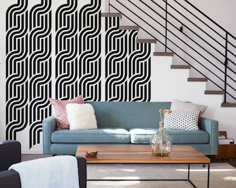 Mid Century Decals Apartment Wall Decor Scandinavian Wall Art Line Wall Decal Geometric Wall Art Line Wall Art Mid Century Decor