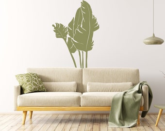 Tropical Leaves Wall Decal, Banana Leaf Decals, Tropical Decor, Tropical Plant Decal, Jungle Themed Decor, Island Inspired Decor